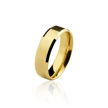 Par Aliança Ouro 6MM Quadrada Chanfrada Anatômica