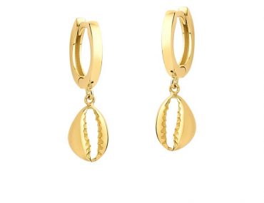 Brinco Ouro 18K Argola Búzio Pendurado 2