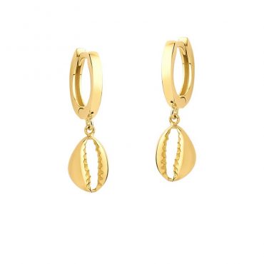Brinco Ouro 18K Argola Búzio Pendurado 2