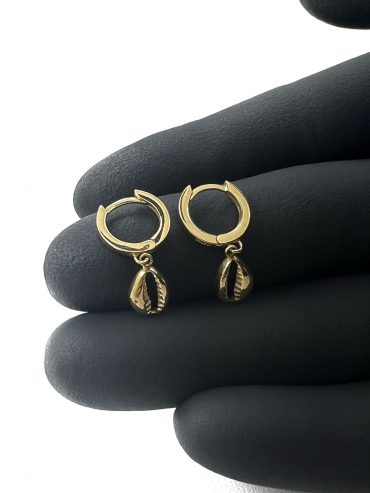Brinco Ouro 18K Argola Buzios Pendurado