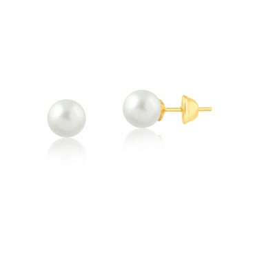Brinco Ouro 18K Infantil Pérola 5mm