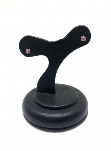 Brinco Ouro 18K Infantil Pedra Quadrada Branca 1