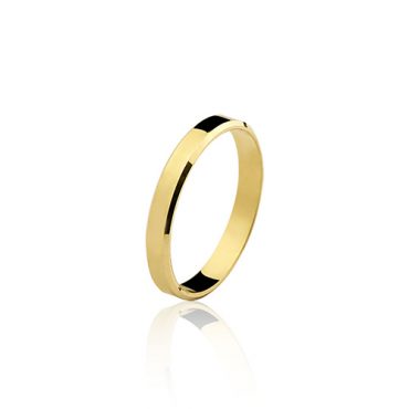Par Aliança Ouro 18K 3mm - Quadrada Chanfrada
