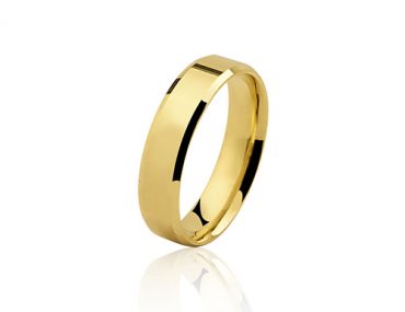 Par Aliança Ouro 18K 5mm - Anatômica Quadrada Chanfrada