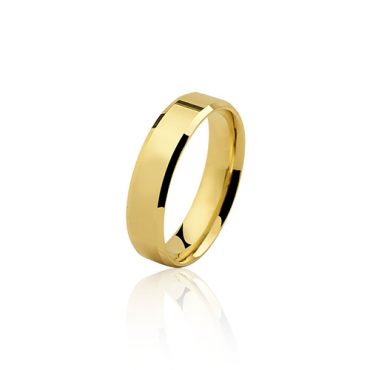 Par Aliança Ouro 18K 5mm - Anatômica Quadrada Chanfrada