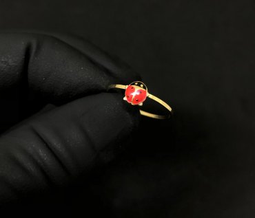 Anel Infantil Ouro 18K Joaninha