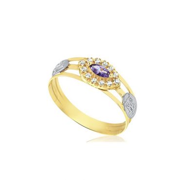 ANEL FORMATURA OURO PEDRA LILAS