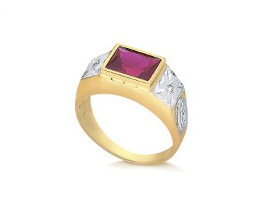 ANEL FORMATURA OURO VERMELHO RUBI