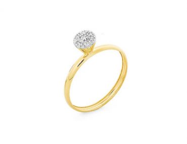 Anel Solitário Ouro 18K Brilhantes 20