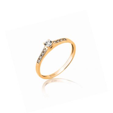 Anel Solitário Ouro 18K | Brilhantes