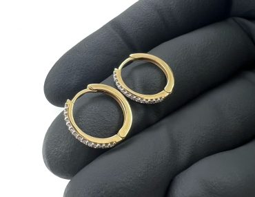 Brinco Ouro 18k Argola Click Topazio Branco (G) 1