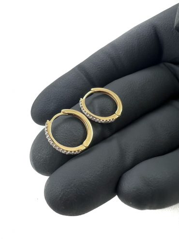 Brinco Ouro 18k Argola Click Topazio Branco (G) 1
