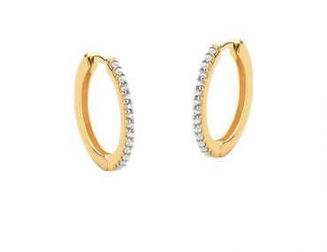 Brinco Ouro 18k Argola Click Topazio Branco (G)