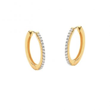 Brinco Ouro 18k Argola Click Topazio Branco (G)