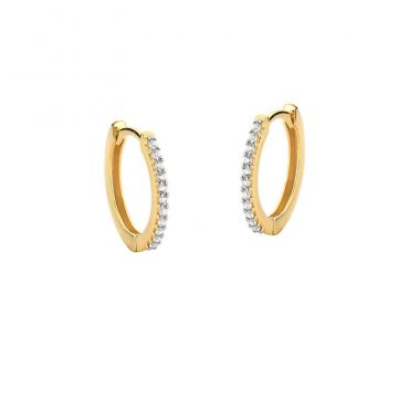 Brinco Ouro 18k Argola Click Topazio Branco (M)