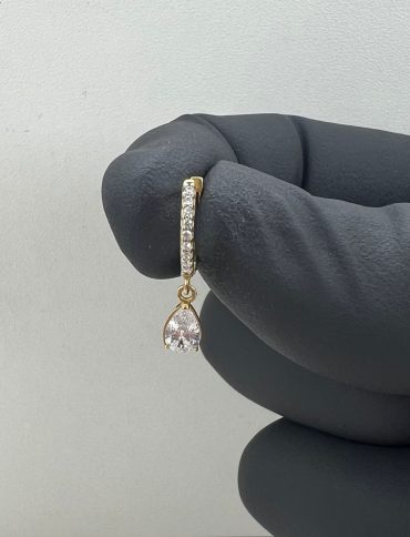 Brinco Ouro 18k Pedra Gota Topazio Branco 2