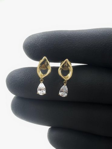 Brinco Ouro 18k Topazio Branco 1