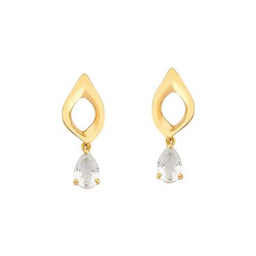 Brinco Ouro 18k Topazio Branco