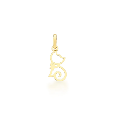 Pingente Ouro 10K Pet - Gato