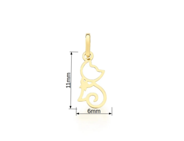 Pingente Ouro 10K Pet - Gato