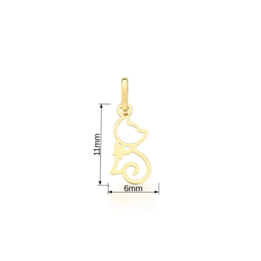 Pingente Ouro 10K Pet - Gato